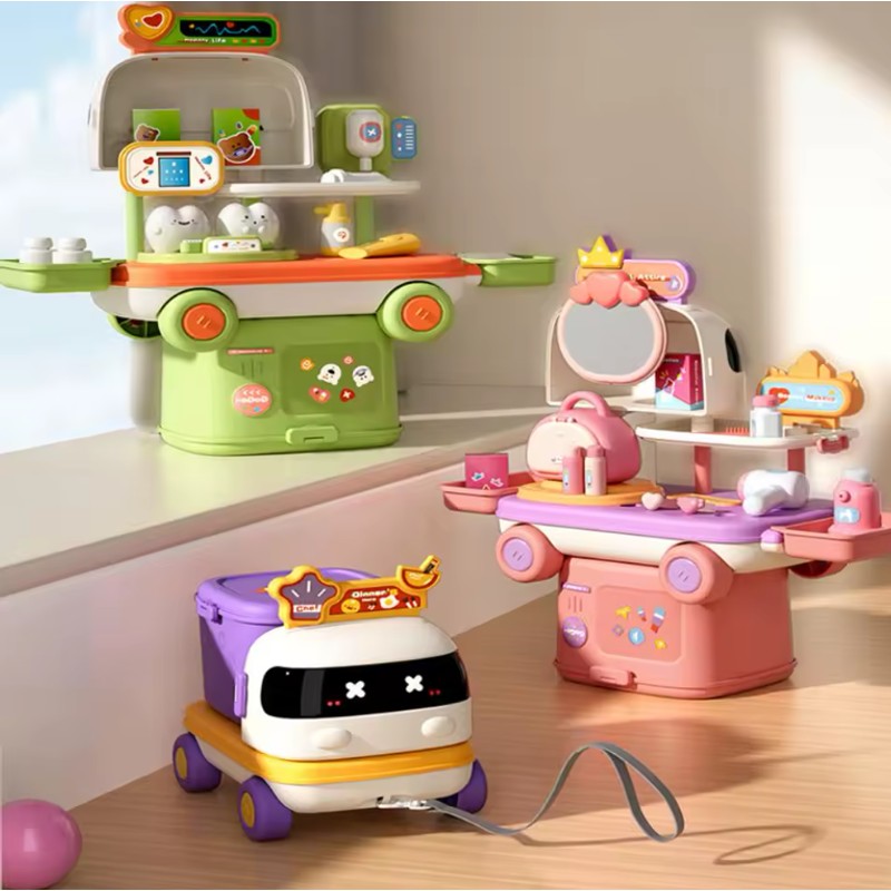 Children's 2-in-1 Pretend-Play Set - Robot-Shaped Wheeled Case