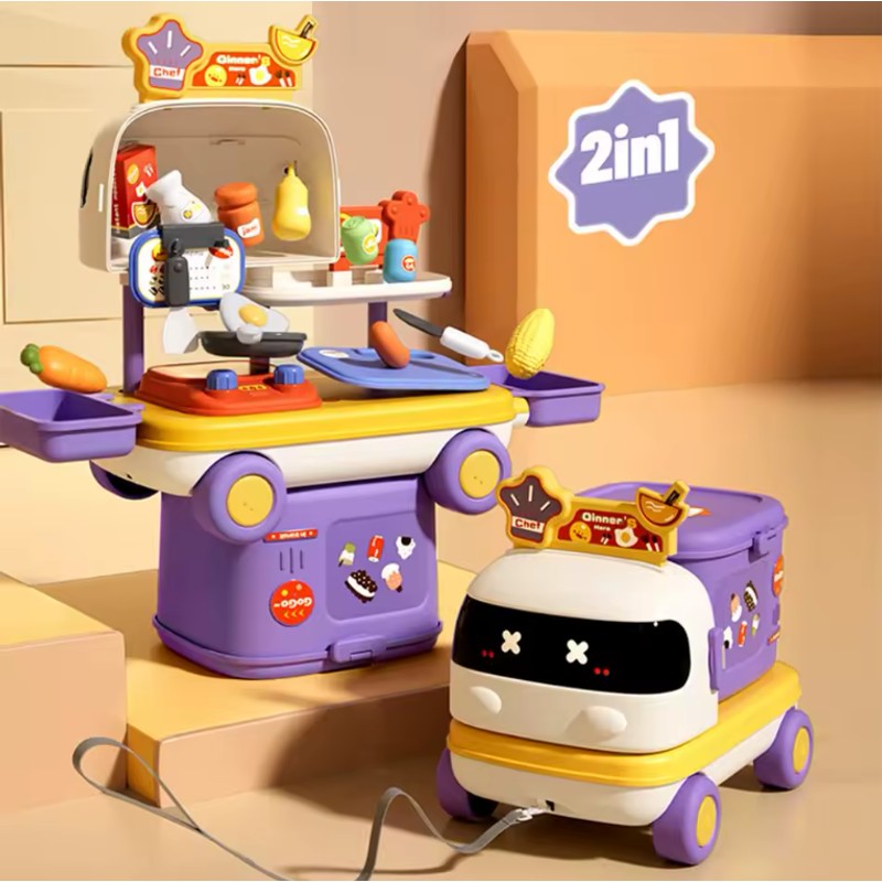 Children's 2-in-1 Pretend-Play Set - Robot-Shaped Wheeled Case