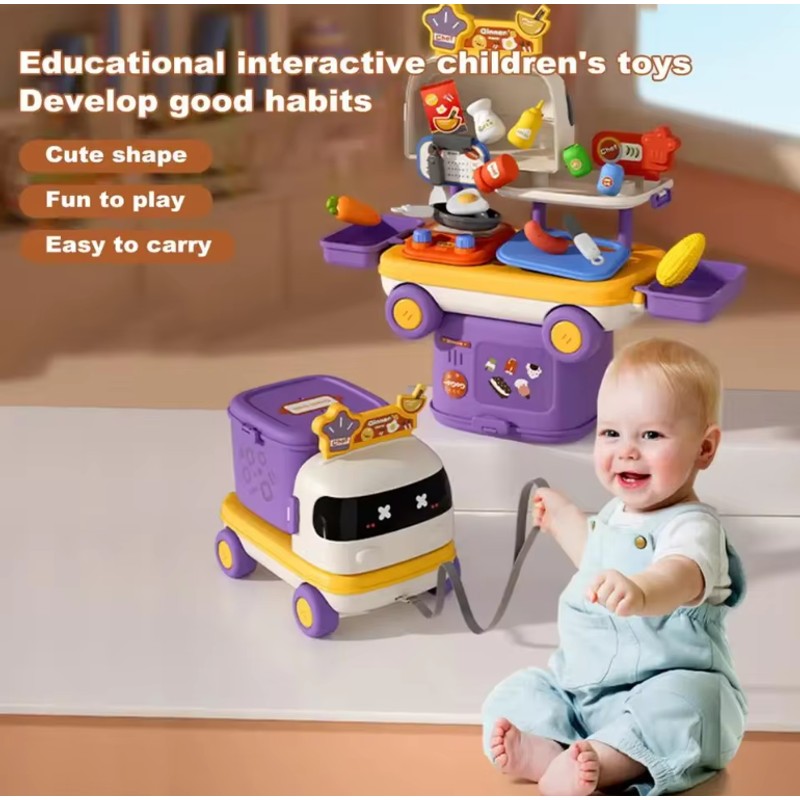 Children's 2-in-1 Pretend-Play Set - Robot-Shaped Wheeled Case