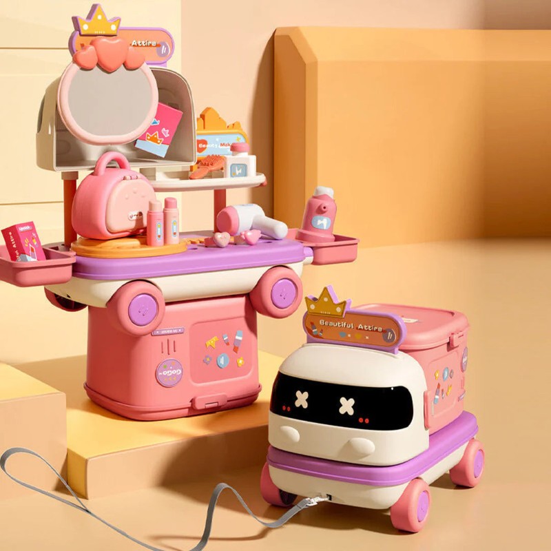 Children's 2-in-1 Pretend-Play Set - Robot-Shaped Wheeled Case