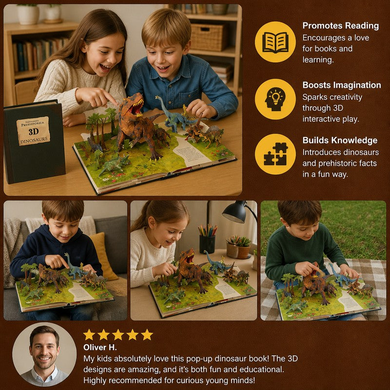 Children's 3D Pop-Up Encyclopedia Book - Dinosaur Theme