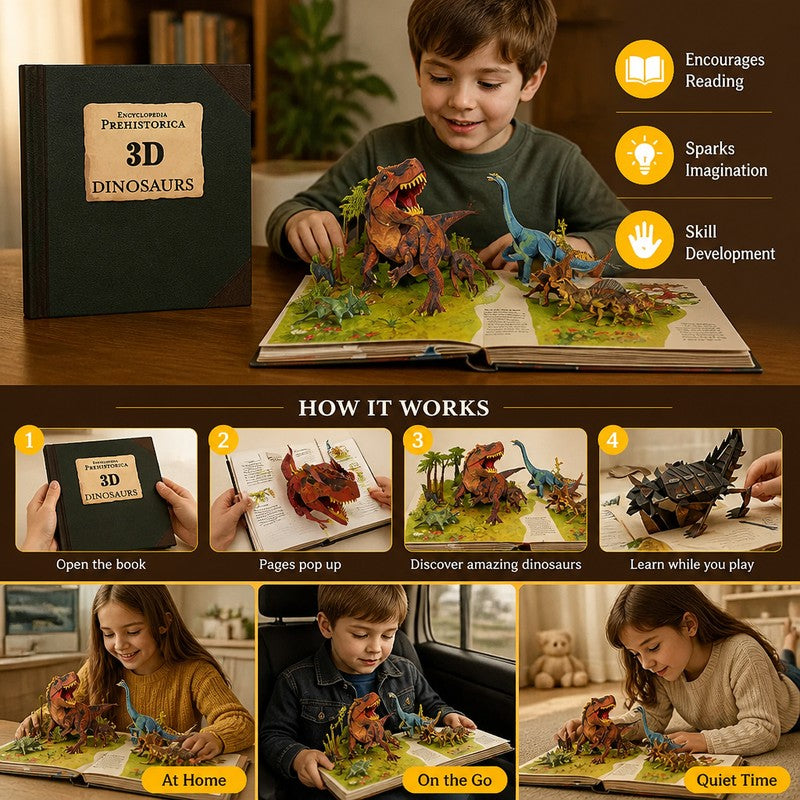 Children's 3D Pop-Up Encyclopedia Book - Dinosaur Theme