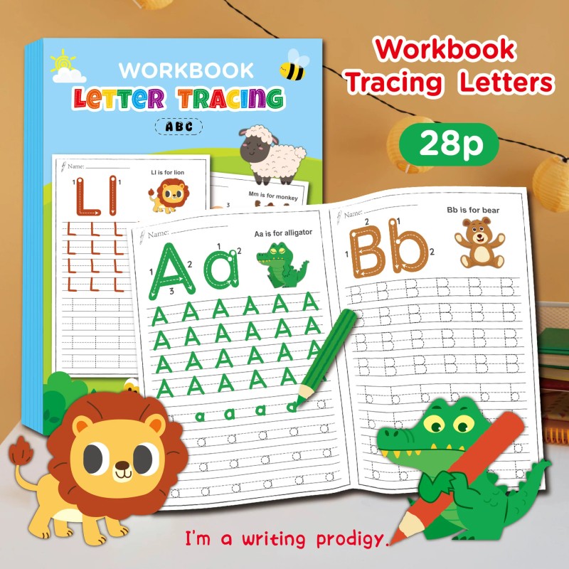 Children's ABC Letter Tracing Workbook - Animal Illustrations