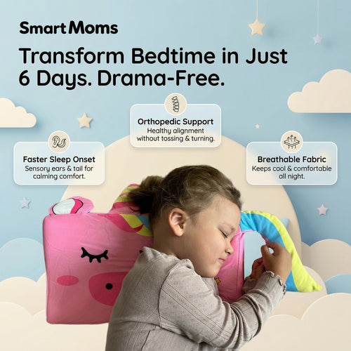 Children's Animal Character Sleep Pillow - Contoured Shape with 3D Ears