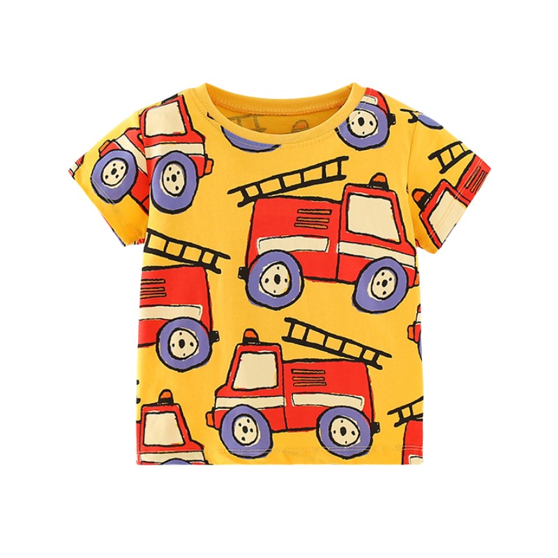 Children's Boys Short-Sleeve T-shirt - Fire Truck Print