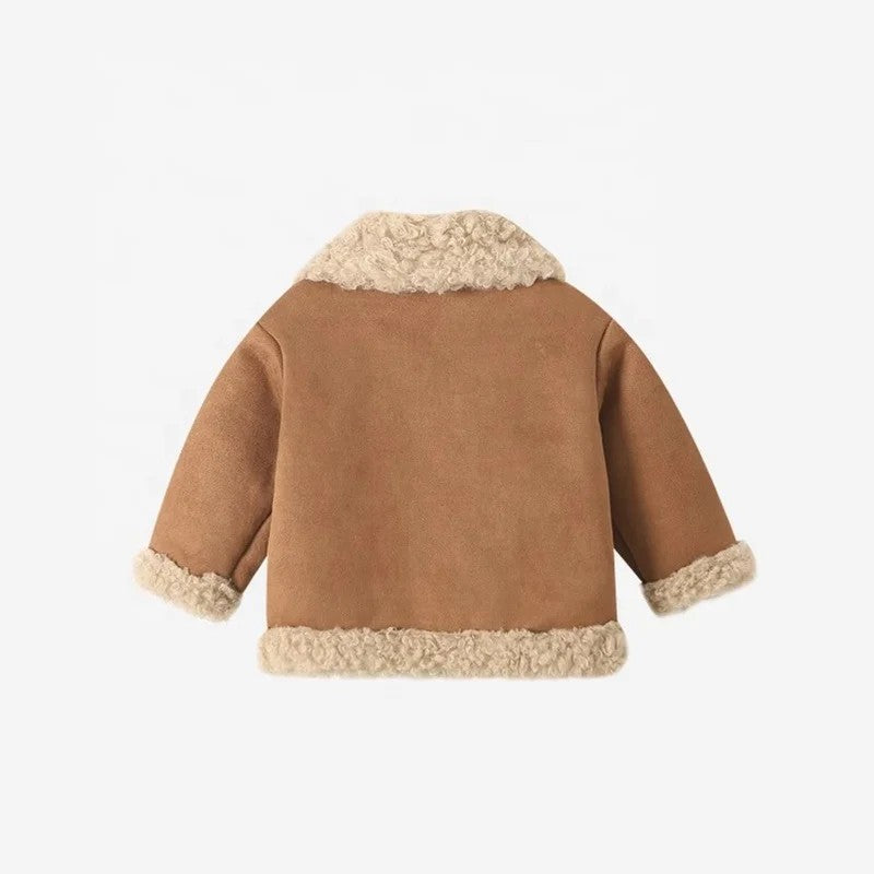 Children's Button Closure Winter Jacket - Turn-Down Collar