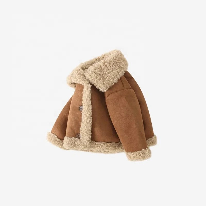 Children's Button Closure Winter Jacket - Turn-Down Collar