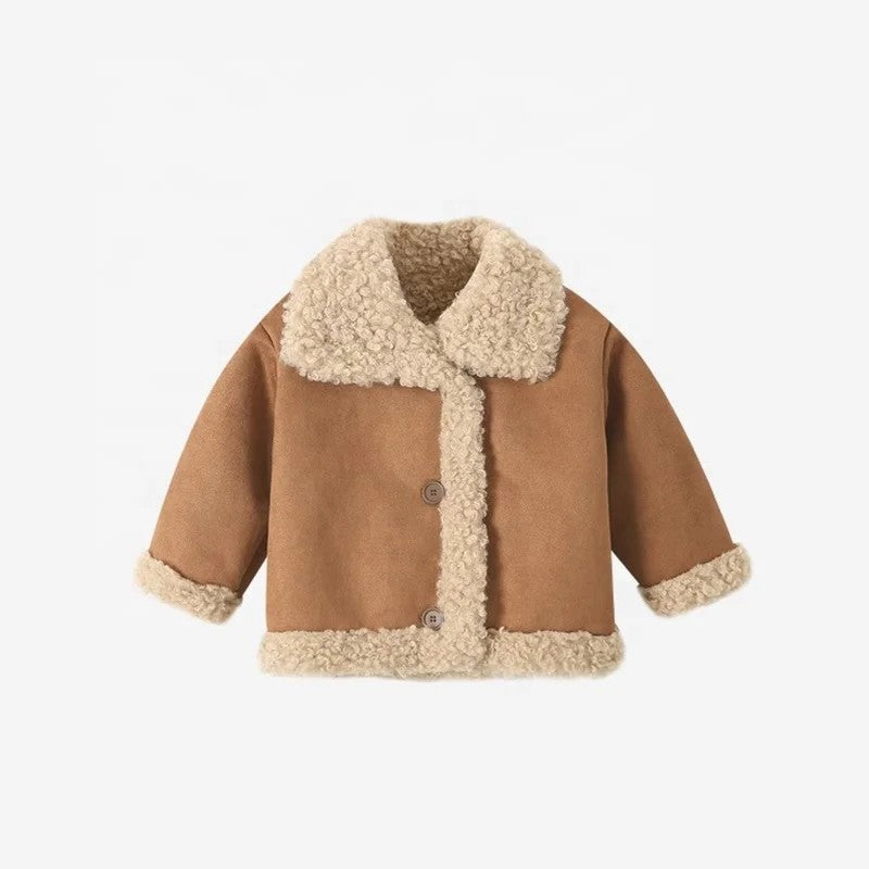 Children's Button Closure Winter Jacket - Turn-Down Collar