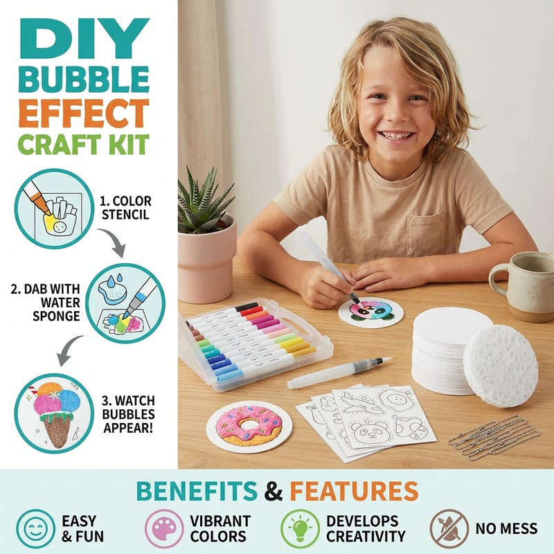 Children's DIY Sponge Painting Kit - Bubble Effect Craft Set