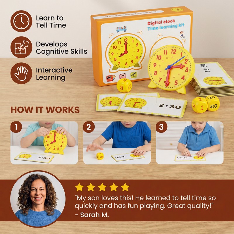 Children's Educational Time-Learning Game Set
