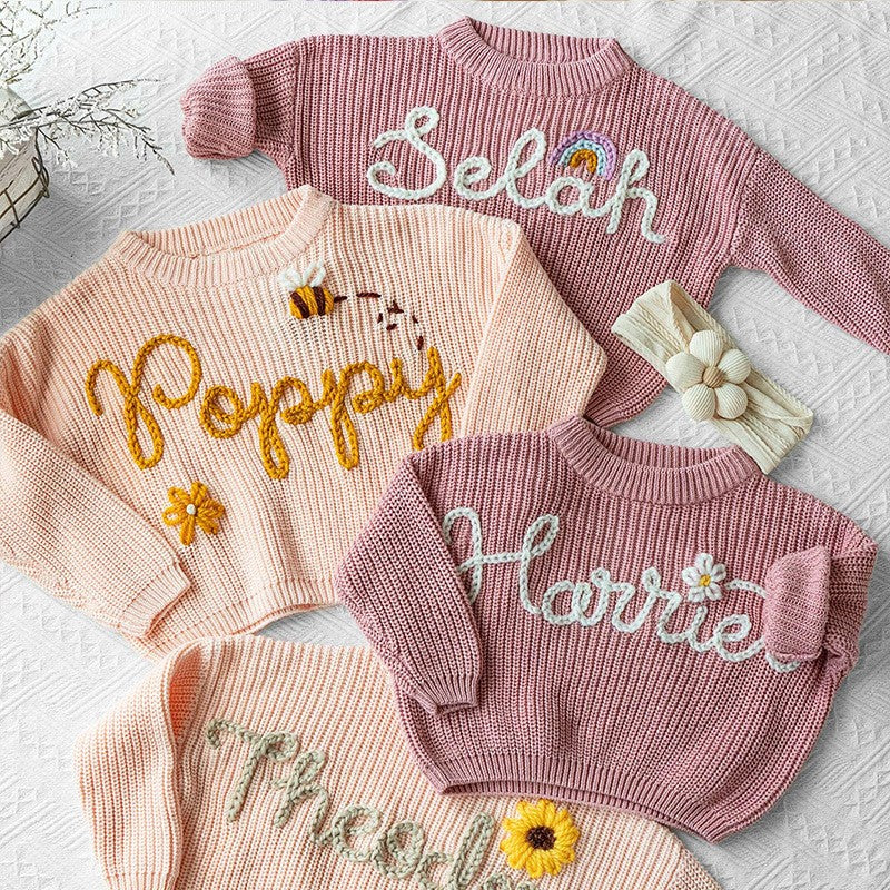 Children's Embroidered Pullover Sweater - Personalized Name