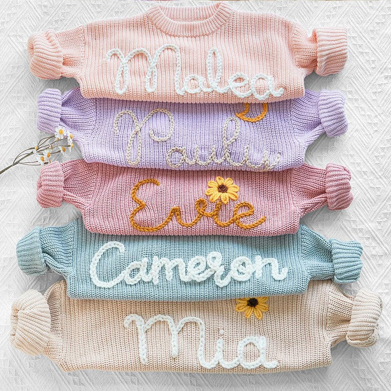 Children's Embroidered Pullover Sweater - Personalized Name