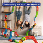 Children's Flexible LED Racing Track Set with Motorised Cars