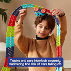 Children's Flexible LED Racing Track Set with Motorised Cars