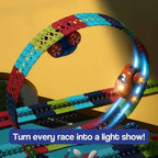 Children's Flexible LED Racing Track Set with Motorised Cars