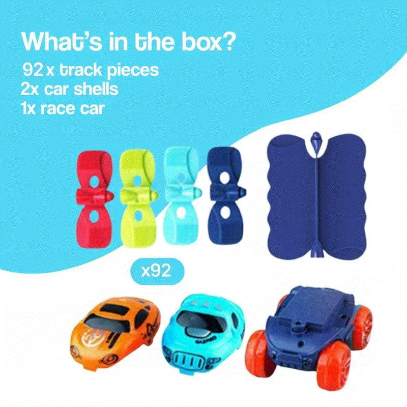 Children's Flexible LED Racing Track Set with Motorised Cars