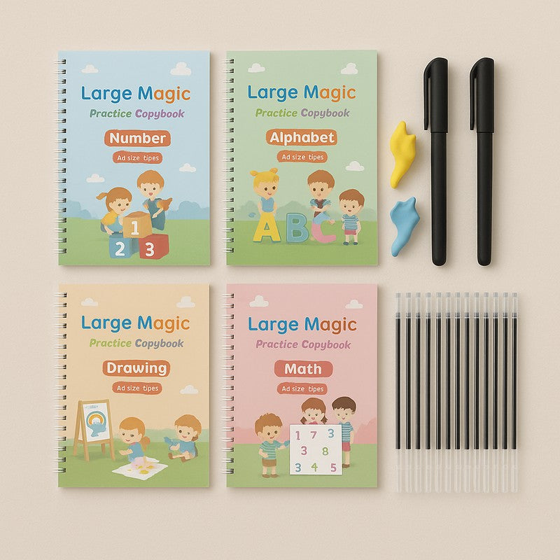 Children's Handwriting Practice Copybook Set with Pens and Pen Holder