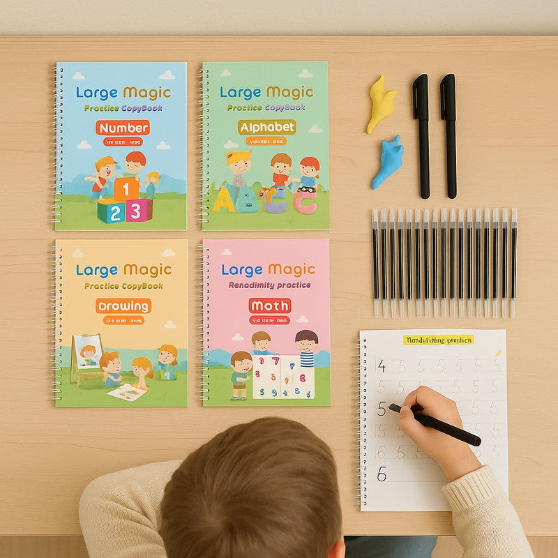 Children's Handwriting Practice Copybook Set with Pens and Pen Holder