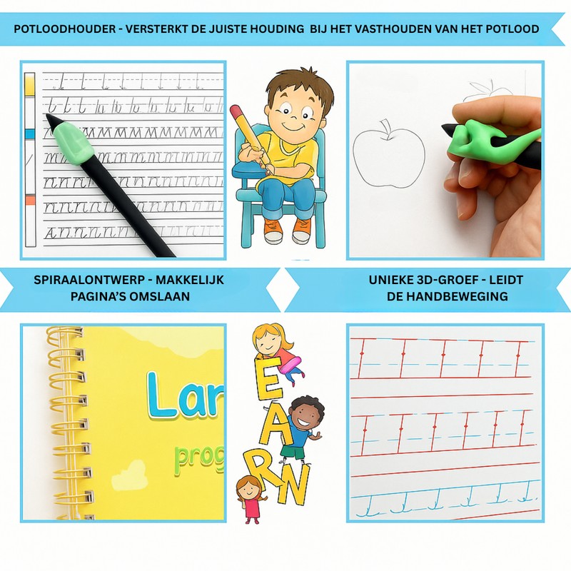 Children's Handwriting Practice Copybook Set with Pens and Pen Holder