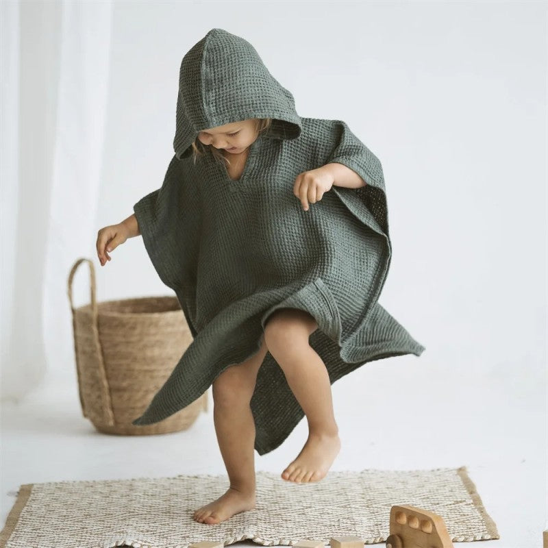 Children's Hooded Poncho Towel - V-Neck Cape Style