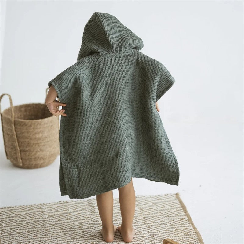 Children's Hooded Poncho Towel - V-Neck Cape Style