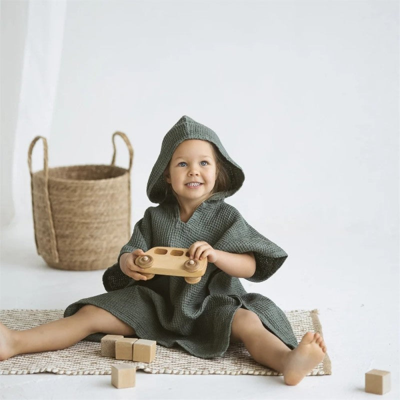 Children's Hooded Poncho Towel - V-Neck Cape Style