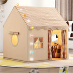 Children's Indoor Play House - House-Shaped Tent with Gingham Roof