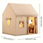 Children's Indoor Play House - House-Shaped Tent with Gingham Roof