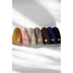 Children's Knitted Beanie Hat - Bear Face Embroidery