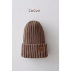 Children's Knitted Beanie Hat - Bear Face Embroidery