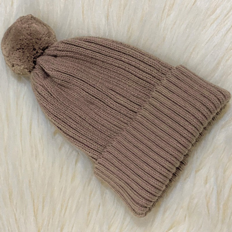 Children's Knitted Beanie Hat with Pom Pom - Ribbed Cuff