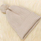 Children's Knitted Beanie Hat with Pom Pom - Ribbed Cuff