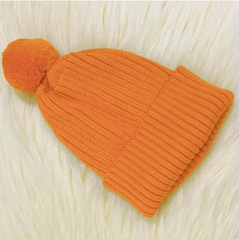 Children's Knitted Beanie Hat with Pom Pom - Ribbed Cuff
