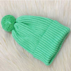Children's Knitted Beanie Hat with Pom Pom - Ribbed Cuff