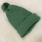Children's Knitted Beanie Hat with Pom Pom - Ribbed Cuff