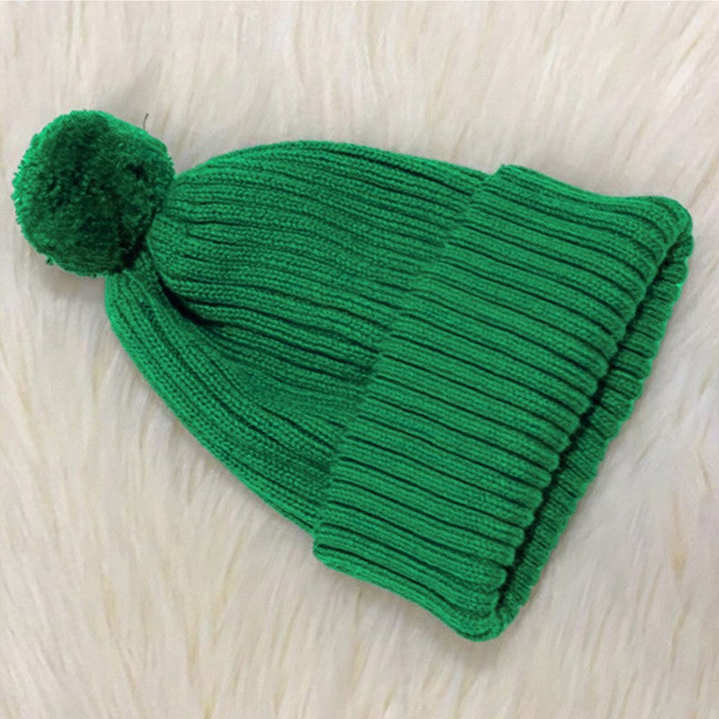 Children's Knitted Beanie Hat with Pom Pom - Ribbed Cuff