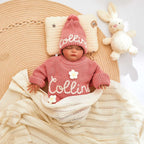 Children's Knitted Beanie Hat with Pom Pom - Ribbed Cuff