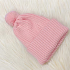 Children's Knitted Beanie Hat with Pom Pom - Ribbed Cuff