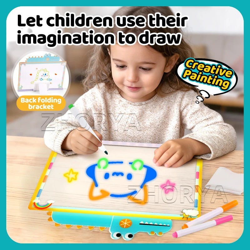 Children's LED Light-Up Drawing Board Toy - Double-Sided Erasable Surface with Markers