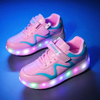 Children's LED Light-Up Roller Skate Shoes with Detachable Wheels