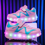 Children's LED Light-Up Roller Skate Shoes with Detachable Wheels