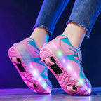 Children's LED Light-Up Roller Skate Shoes with Detachable Wheels