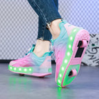 Children's LED Light-Up Roller Skate Sneakers - Heelys-Style with Wheels