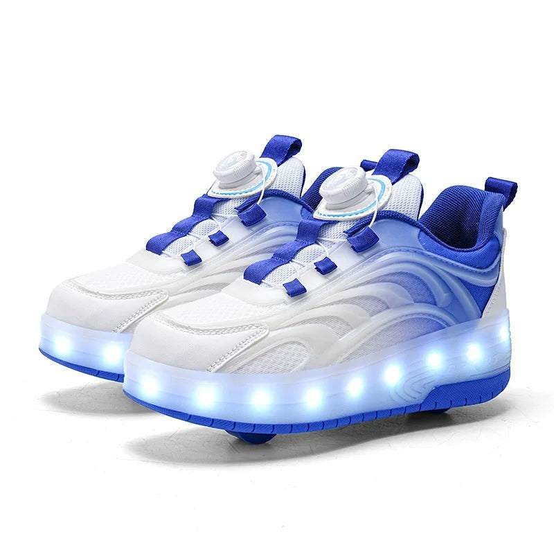 Children's LED Light-Up Roller Skate Sneakers - Heelys-Style with Wheels