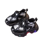 Children's LED Light-Up Sneakers with Glitter Panels