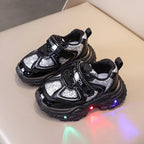 Children's LED Light-Up Sneakers with Glitter Panels