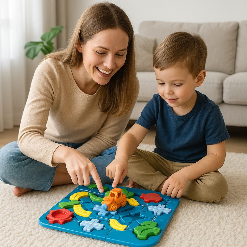 Children's Logic Puzzle Game - Path Building with Vehicle and Balls