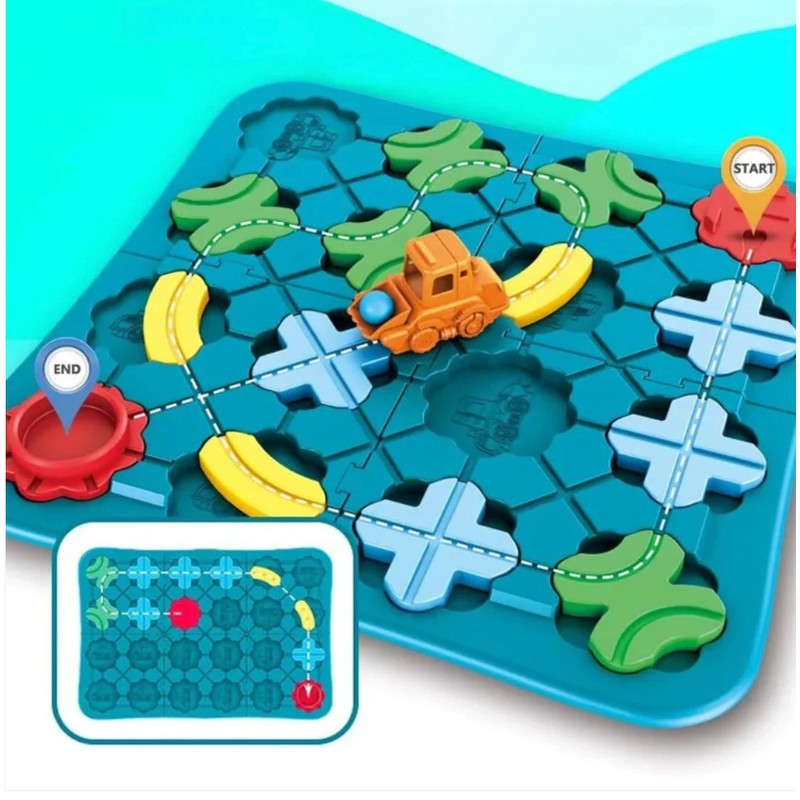 Children's Logic Puzzle Game - Path Building with Vehicle and Balls
