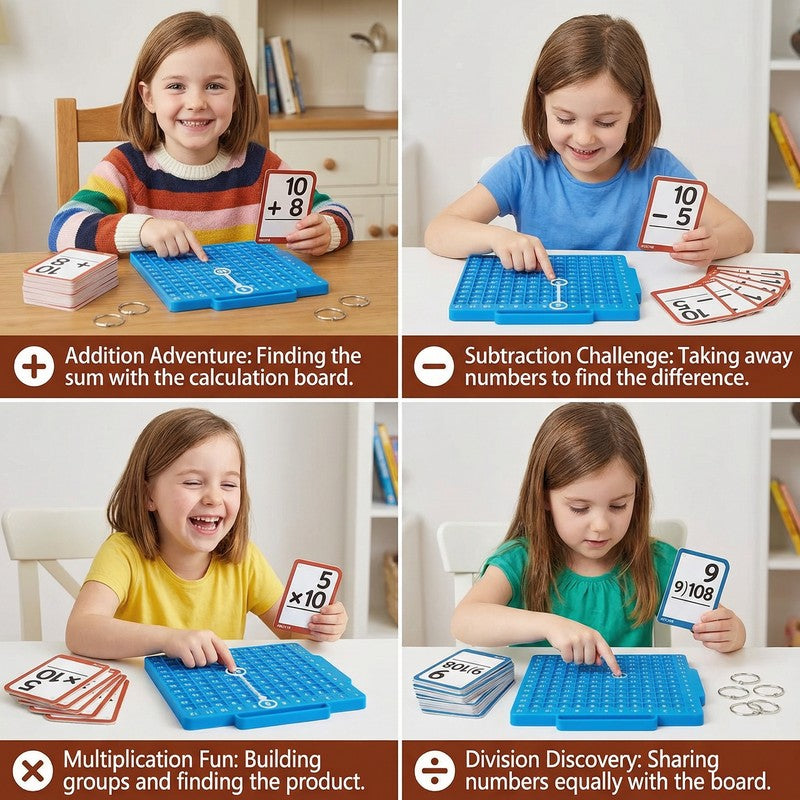 Children's Maths Flashcard Set with Calculation Board