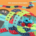 Children's Modular Race Car Track Set - LED Headlights